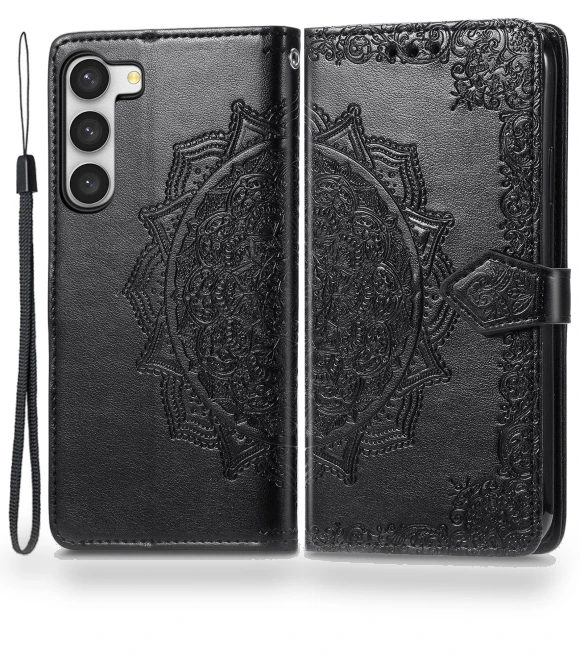 Mandala Pattern Embossed PU Wallet Folio Case Stand — Phone Accessories, Smartwatch 2025