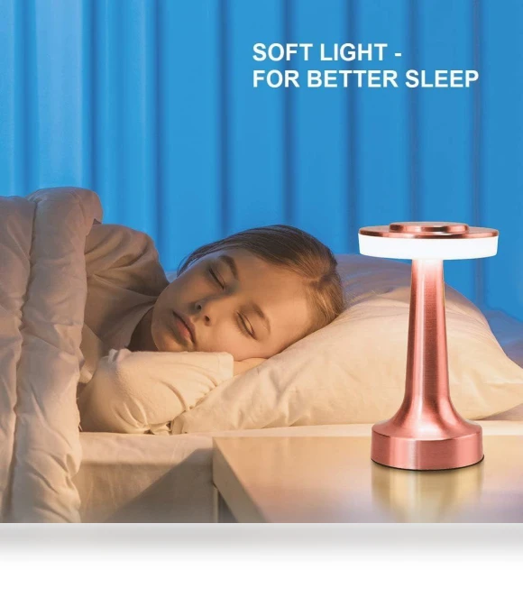 Retro Rose Gold Metal LED Table Lamp — Desk & Table Lighting, Navya Handicraft