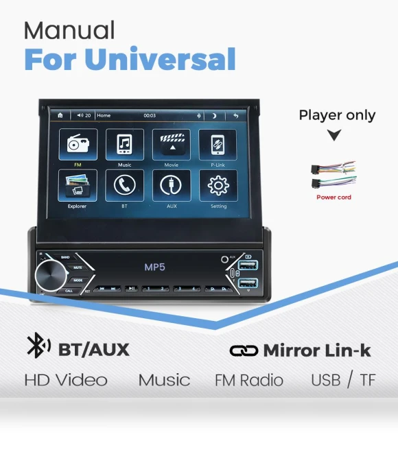 Universal 1 Din MP5 Player with 7 Inch Touch Screen — Stereo Receivers, AutoSphere