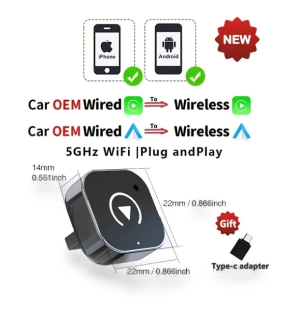 Wireless CarPlay and Android Auto Adapter — Phone Accessories, Meiteai-Car&Motor