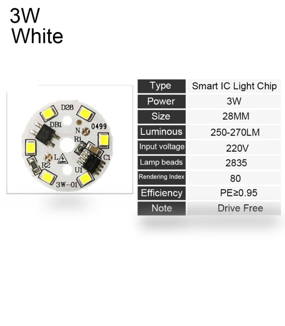 Round Smart IC Driver Light Plate Bulb Lamp Bean LED Chip — LED, zhuami