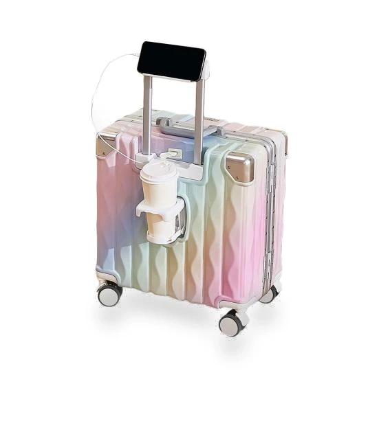 18-inch Hard Shell Suitcase with USB Port, Cup Holder, and Combination Lock — Suitcases, Bag kingdom