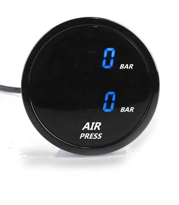 Blue LED Digital Dual Air Pressure Gauge with Electrical Sensor — Fuel Pressure, Topfactory