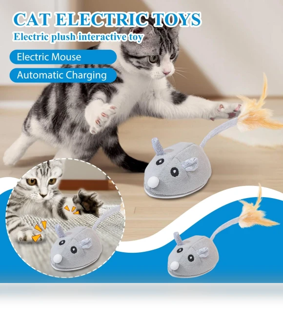 Electric Mouse Toy with Feather — Cat Playthings, Superman Joe