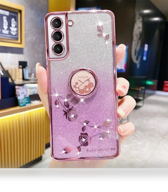 TPU Case with Kickstand Glitter Flower Pattern Rhinestone Decor — Phone Accessories, Smartwatch 2025