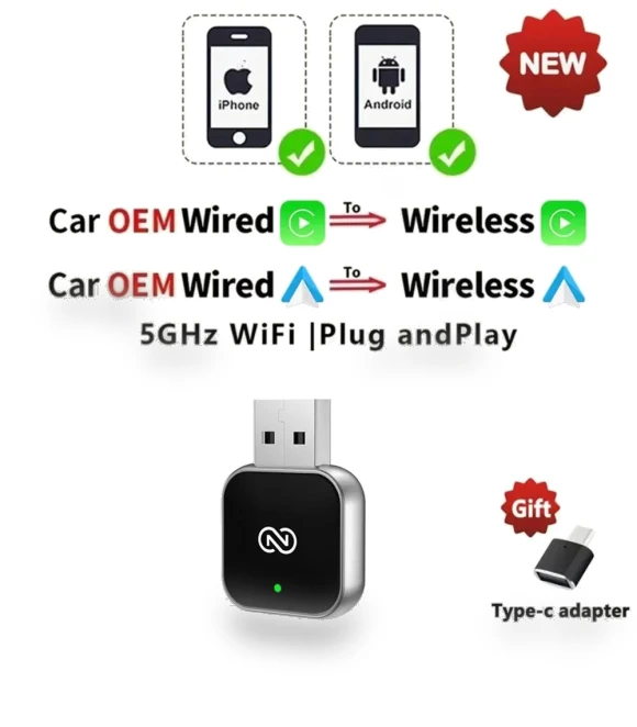2 in 1 Wireless CarPlay and Android Auto Adapter — Phone Accessories, Meiteai-Car&Motor