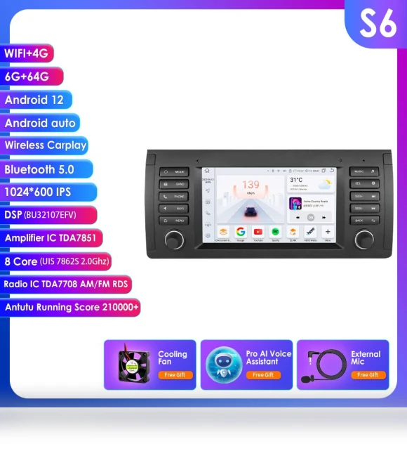 7-inch 2 DIN Android 13 Car Multimedia Player — Stereo Receivers, OSSURET