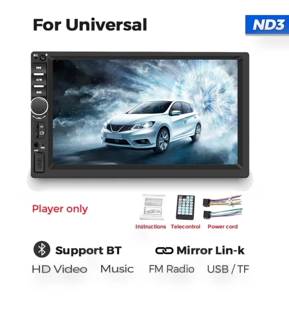 7-inch HD Touchscreen Universal 2 DIN Carplay Multimedia Player — Stereo Receivers, ZoomSpark