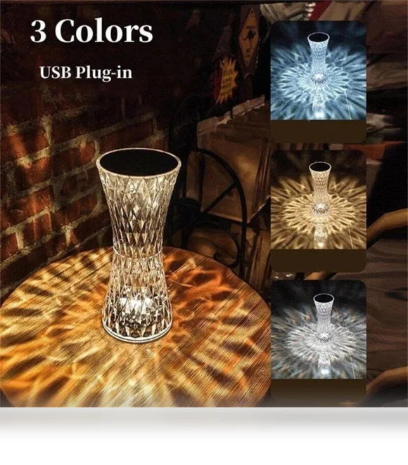 LED Crystal Table Lamp with Small Waist Projector — Desk & Table Lighting, Cosy Homes