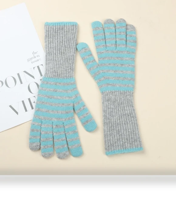 Retro Striped Touchscreen Knit Gloves — Glove Liners, Yiran bag