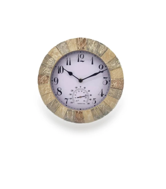 Sandstone Wall Clock Thermometer — Outdoor Clocks, NobleRot