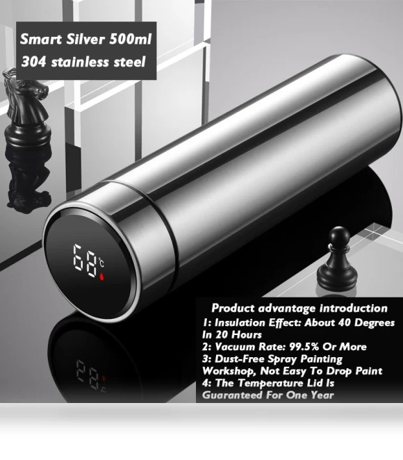 Smart Temperature Display Stainless Steel Thermos Mug — Beverage Warmers, Versatile Home Furnishing