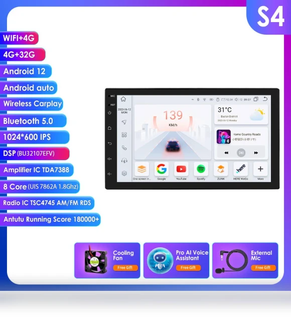 Universal 7-inch Android Car Multimedia Player with GPS and 4G — Stereo Receivers, OSSURET