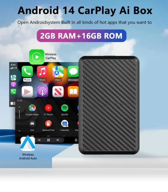 Wireless CarPlay & Android Auto 3-in-1 AI Box — Stereo Receivers, ZoomSpark