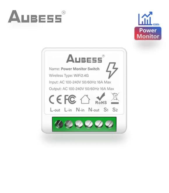 Mini Smart Switch with Energy Monitor — Smart Home Hubs & Controllers, AUBESS