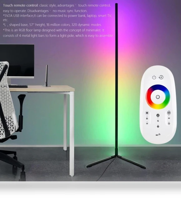 RGB Corner Floor Lamp — Standing Lights, Crown Global