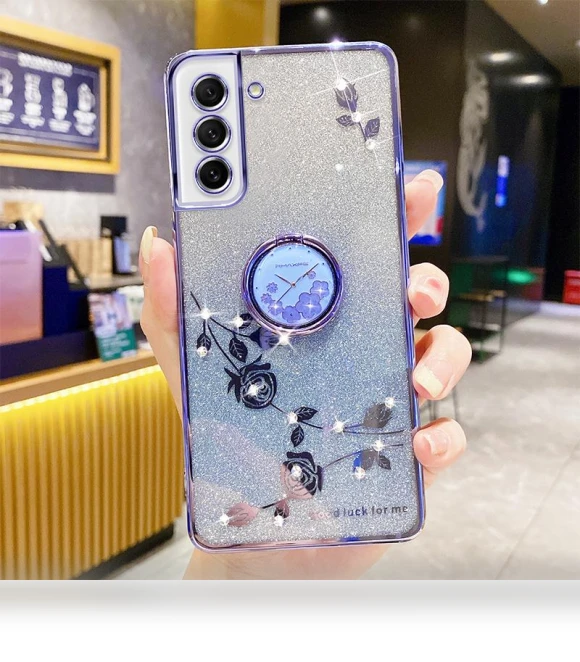 TPU Case with Ring Kickstand Flower Pattern Rhinestone Decor — Phone Accessories, Smartwatch 2025