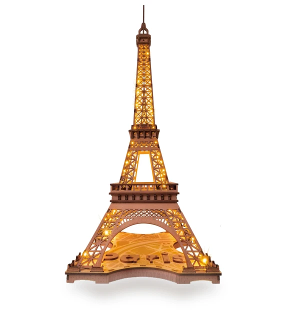 3D Wooden Puzzle Eiffel Tower with LED Lighting — Educational, Robotime