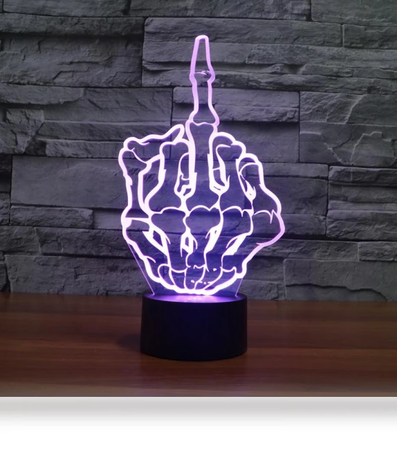 Acrylic LED Night Light with Skull and Hand Design — Night Lights, NobleRot