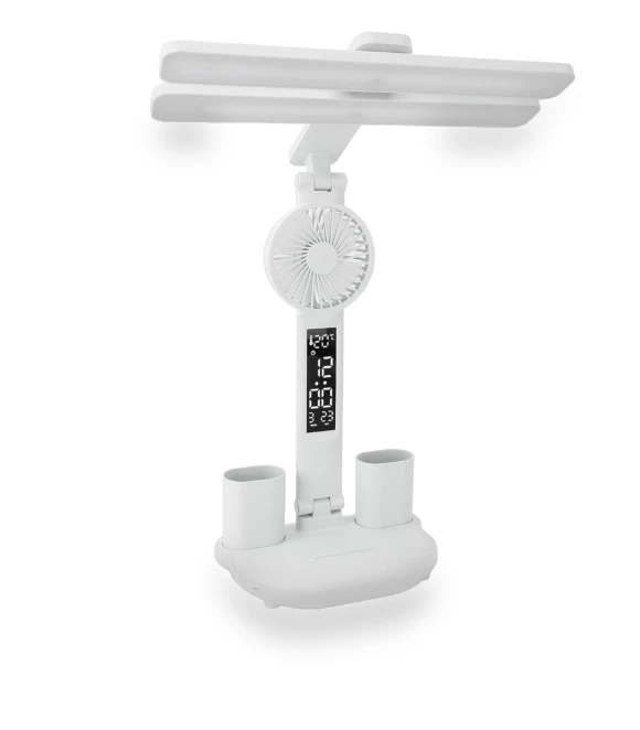 LED Desk Lamp with Fan and Calendar-Clock — Desk & Table Lighting, Koogeelife