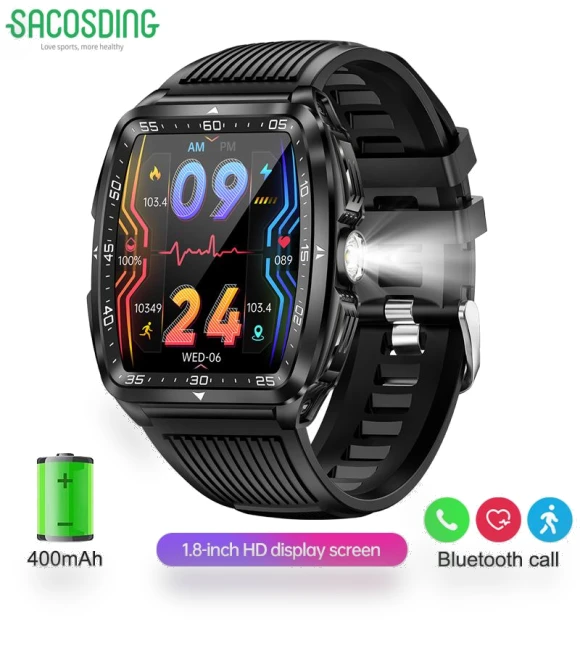 Military Health Monitor Smartwatch with Voice AI and Bluetooth Calls — Wearable Accessories, SACOSDING