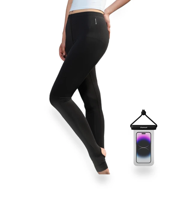 Rash Guard Heel UPF UV Stretchy Sports Leggings with Waterproof Smartphone Case — Rash Guards, NicoBaku-Japan