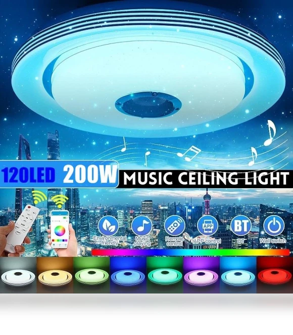 RGB LED Ceiling Light with App and Remote Control — Overhead Lighting, Pro DIY Tool