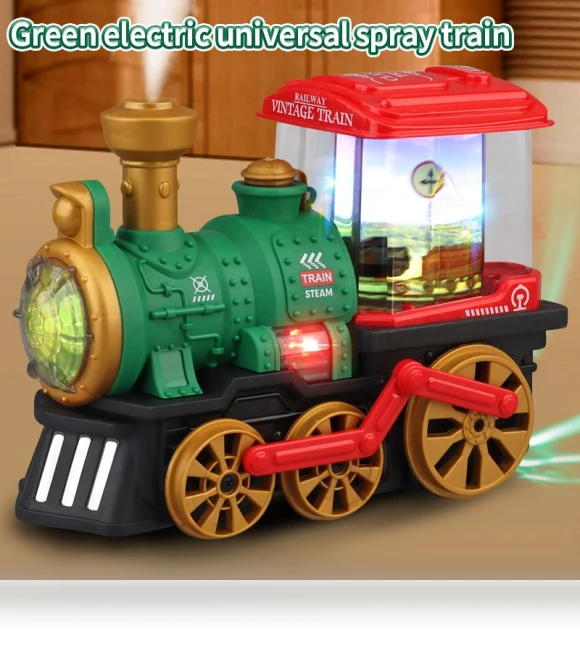 Smart Obstacle-Avoiding Train Toy with Steam Spray, Music, and LED Lights — Interactive Figures & Robots, Various household supplies