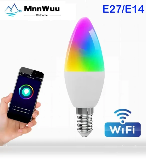 Wi-Fi Smart LED Candle Bulb with RGB Color and Adjustable Brightness — LED, MnnWuu