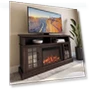 Thumbnail Traditional 58" Rustic TV Stand with Electric Fireplace Heater — Stands, BELLEZE